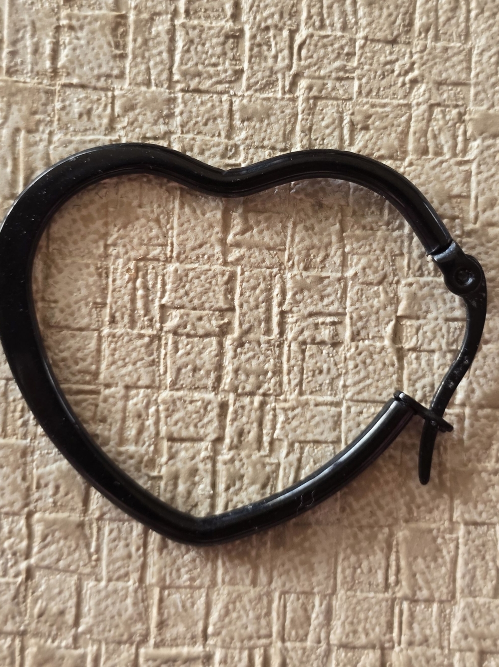 30mm Black Tone PVD Stainless Steel Heart Hoop Earrings